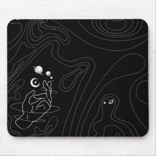 Space line art deskmat mouse mat