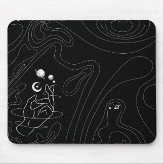 Space line art deskmat mouse mat