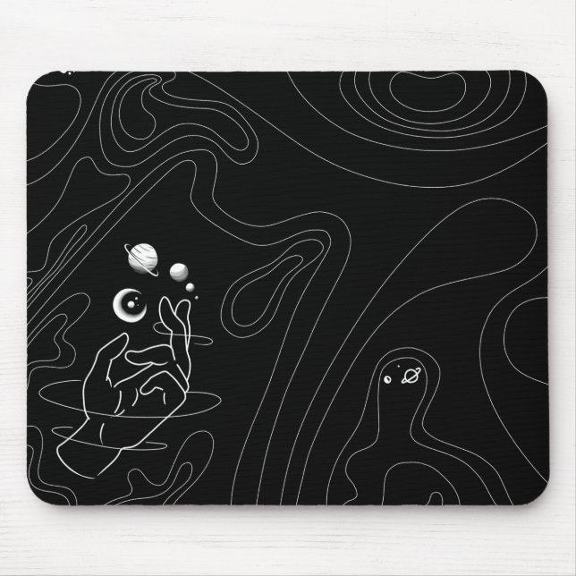 Space line art deskmat mouse mat (Front)