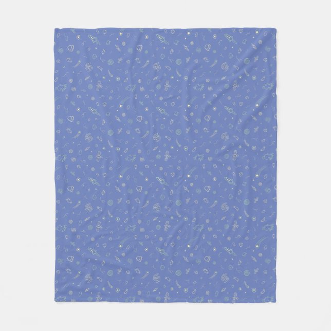 Space Line Art Seamless Pattern Fleece Blanket (Front)