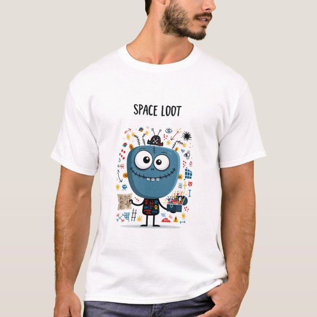 Space Loot Funny Alien Character Gift T-Shirt (Front)
