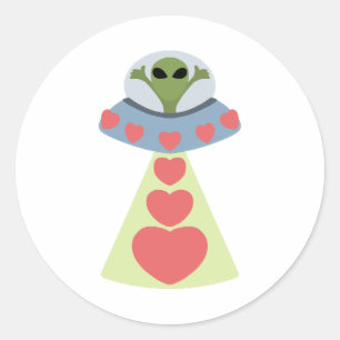 Space Love Alien Valentine Classic Round Sticker