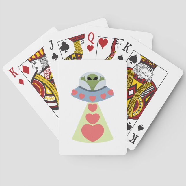 Space Love Alien Valentine Playing Cards (Back)