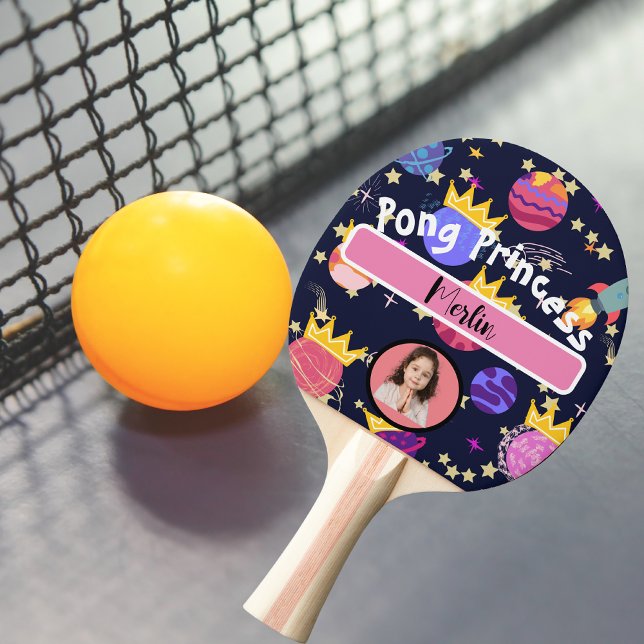Space love  personalised name and photo colourful ping pong paddle (Creator Uploaded)