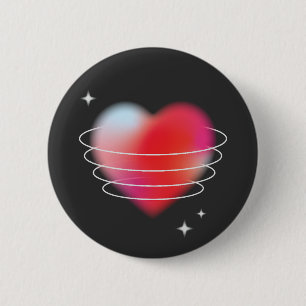 Space love, red heart hitech design valentines day 6 cm round badge