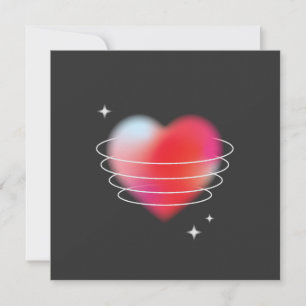 Space love, red heart hitech design valentines day invitation