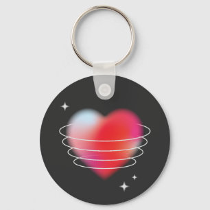 Space love, red heart hitech design valentines day key ring
