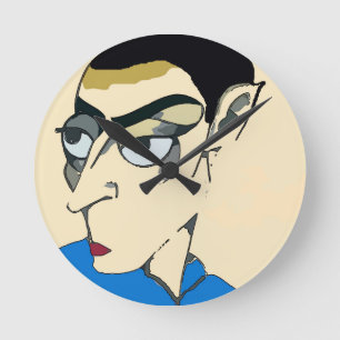 Space Man Alien Round Clock