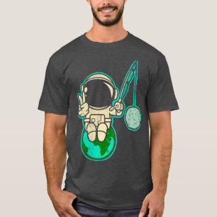 Space Man Astronaut with Peace Sign T-Shirt