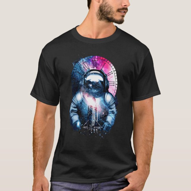 Space Man Astronauts Science Cosmos Galaxy Surreal T-Shirt (Front)