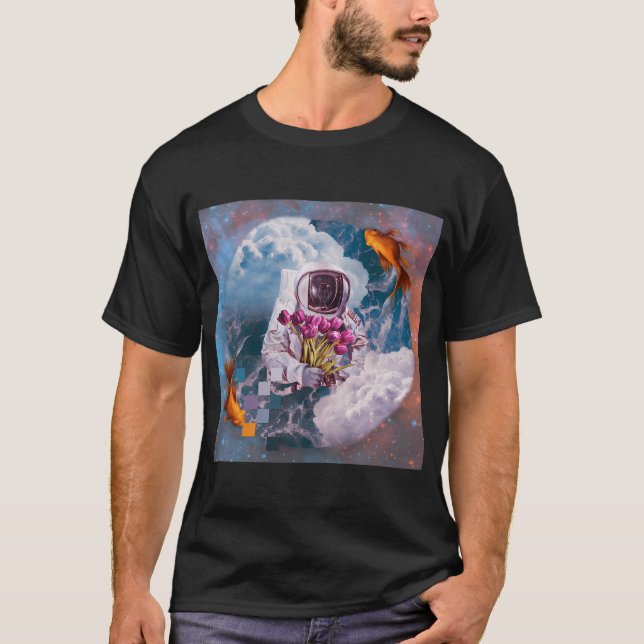 Space Man with Flowers T-Shirt (Front)