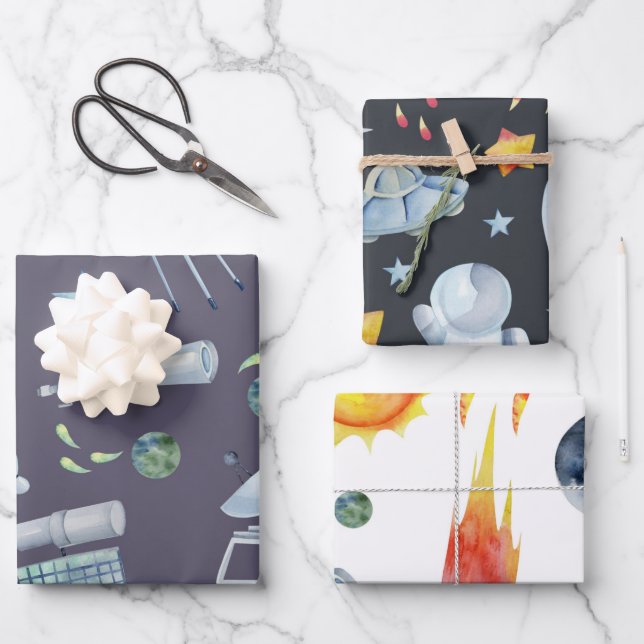 Space Man Wrapping Paper Sheet (Front)