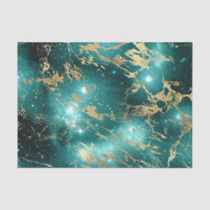 Space Marble Black Green Starry Night Golden Tissue Paper