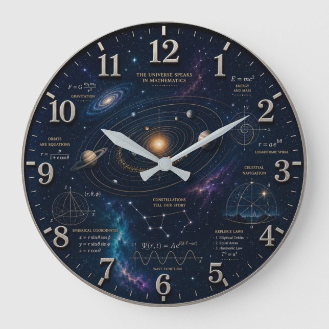 Space Mathematics Astronomy  Large Clock (Front)