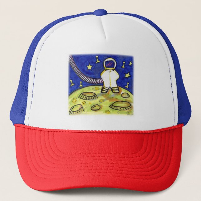Space Meeple Astronaut Tabletop Game Art Trucker Hat (Front)