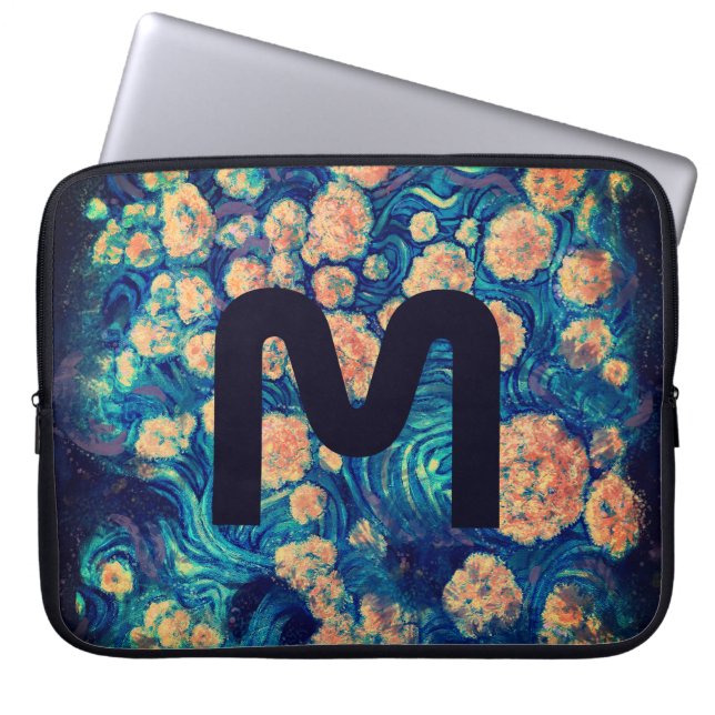 Space Mimosa Golden Nebula Blossom and your letter Laptop Sleeve (Front)