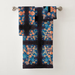 Space Mimosa Golden Nebula Blossom Bath Towel Set