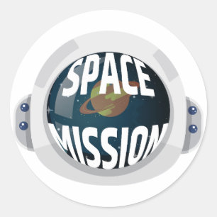 Space mission classic round sticker