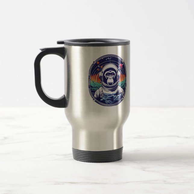 Space Monkey Astronaut Travel Mug (Left)