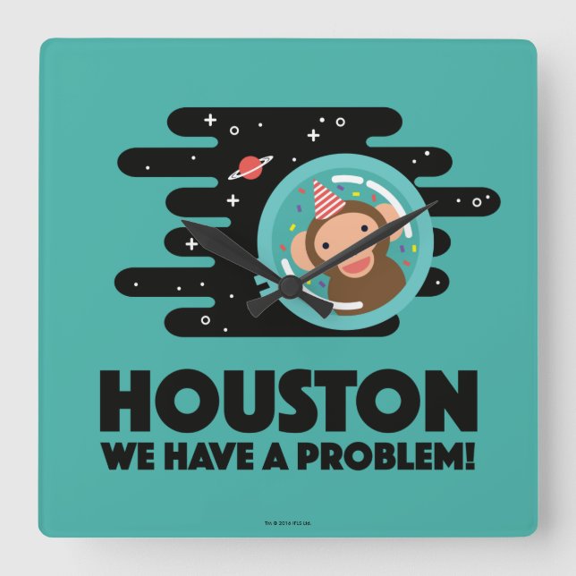 Space Monkey Square Wall Clock (Front)