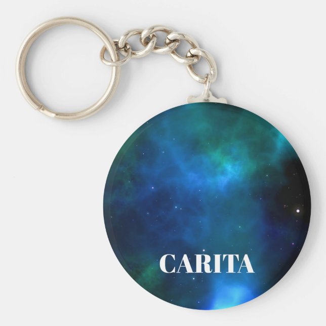 Space Monogram  Button Keychain (Front)