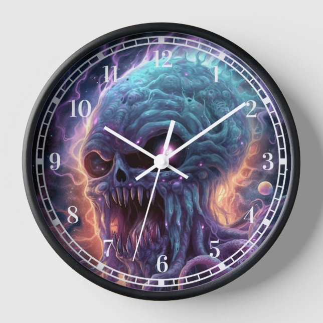 Space Monster Horror Art Clock (Front)