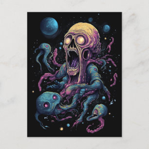 Space Monster Horror Art Postcard