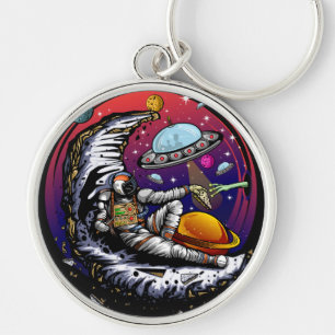 Space Moon Cheese Key Ring