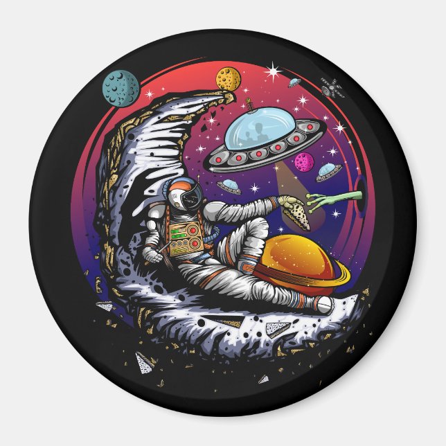 Space Moon Cheese Magnet (Front)