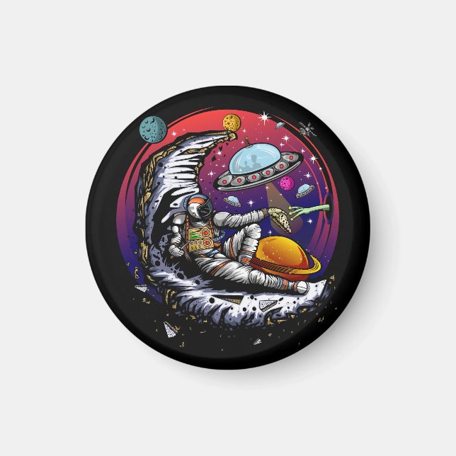 Space Moon Cheese Magnet (Front)