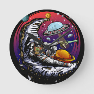 Space Moon Cheese Round Clock