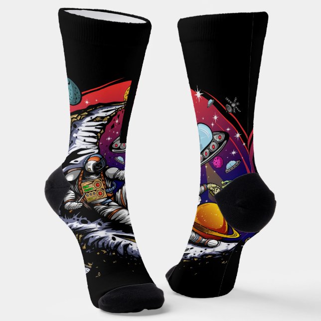 Space Moon Cheese Socks (Angled)