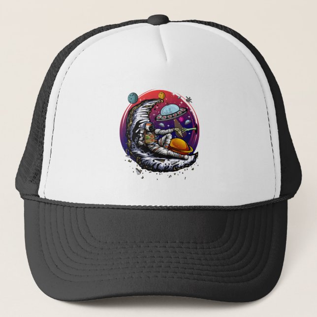 Space Moon Cheese Trucker Hat (Front)