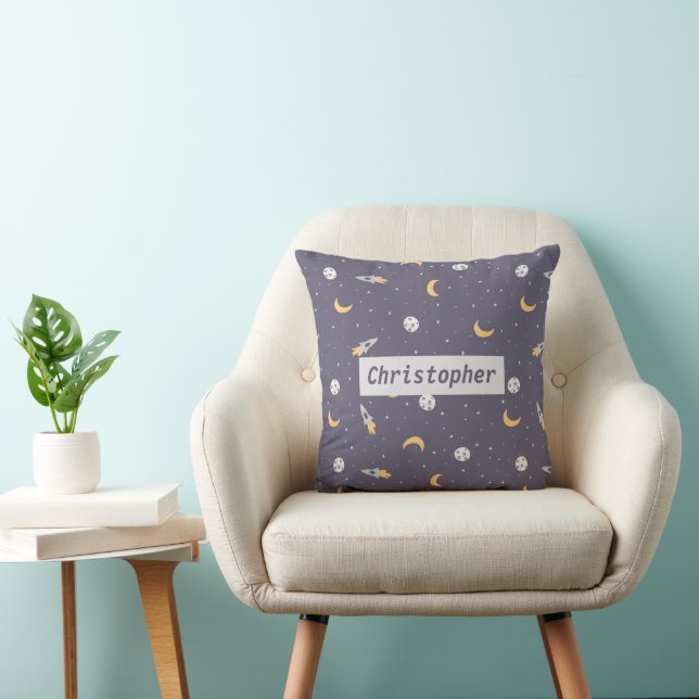 Space Moon Rocket Planet Stars Cushion (Chair)