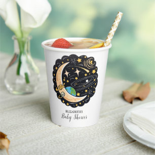 Space Moon Stars Baby Shower Paper Cups