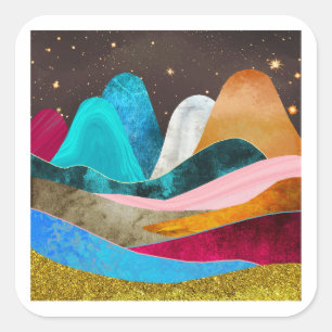 Space Mountains Square Sticker
