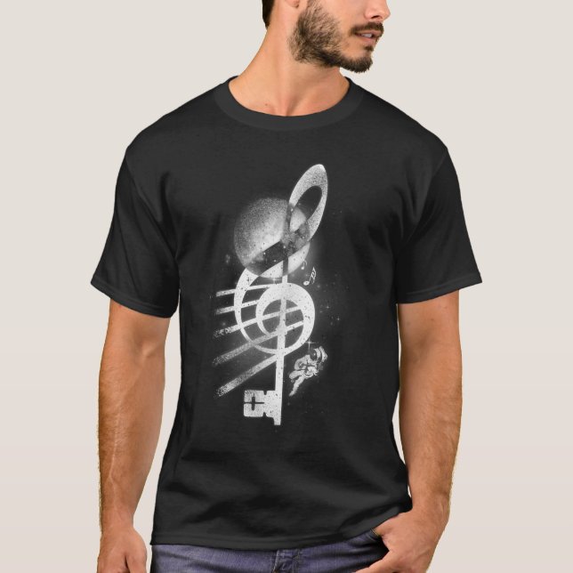 Space Music Violin Key  T-Shirt (Front)