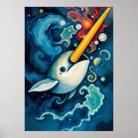 Space Narwhal Cosmic Fantasy Art