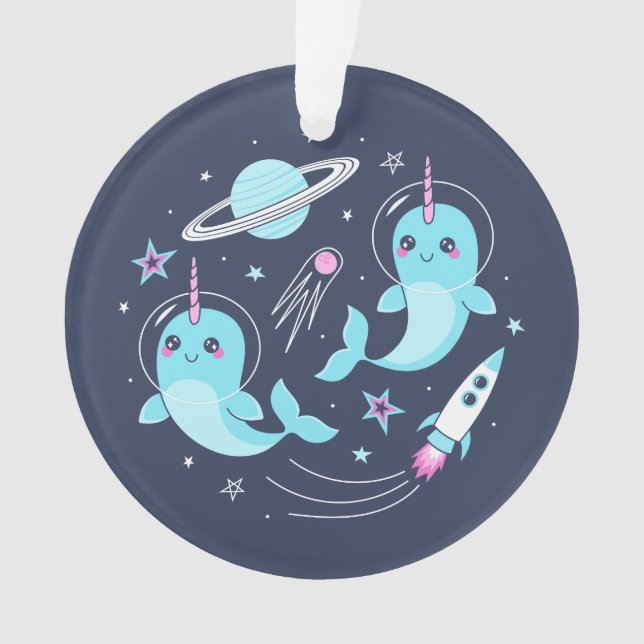 Space Narwhals Ornament (Front)