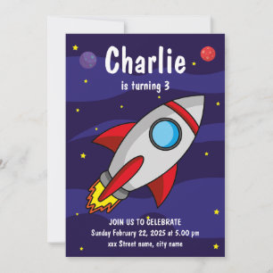Space Nave birthday party invitation