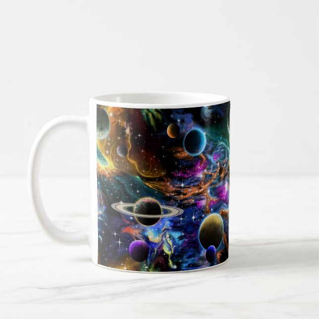 Space Nebula and Planets Coffee Mug (Left)