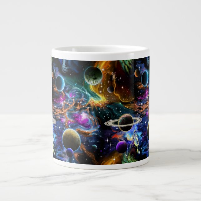 Space Nebula and Planets Large Coffee Mug (Front)