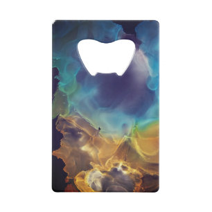 Space Nebula blue yellow Alcohol ink art