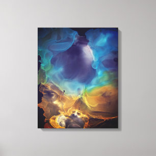 Space Nebula blue yellow Alcohol ink art  Canvas Print