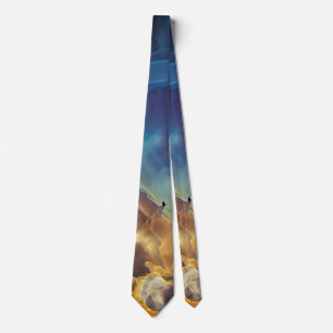 Space Nebula blue yellow Alcohol ink art  Tie