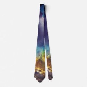 Space Nebula blue yellow Alcohol ink art Tie
