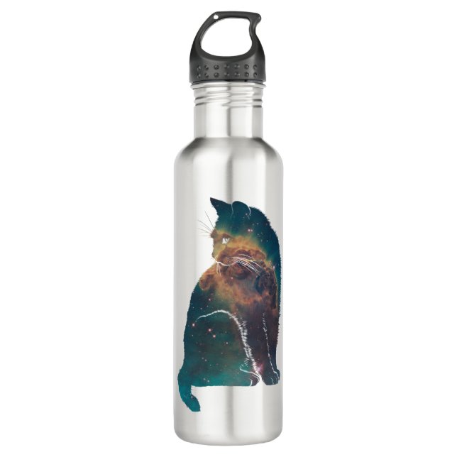Space Nebula Cat 710 Ml Water Bottle (Front)
