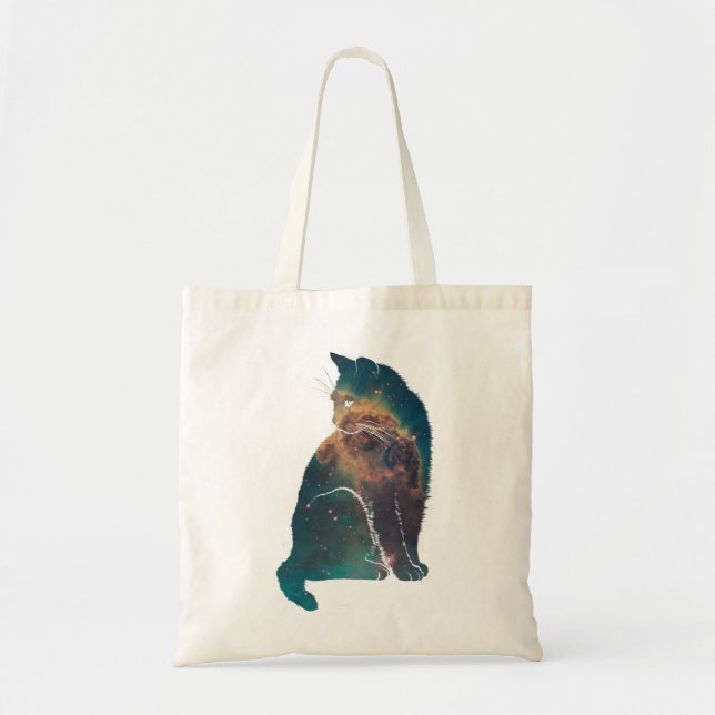 Space Nebula Cat Tote Bag (Front)
