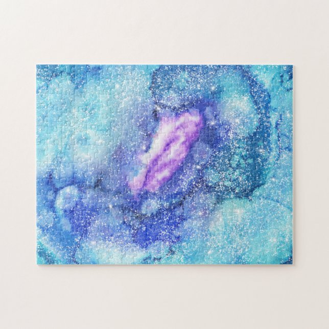 Space nebula constellation blue & purple hard jigsaw puzzle (Horizontal)