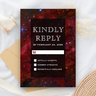 Space Nebula Maroon Galaxy RSVP Card